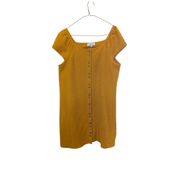 Madewell Dresses & Skirts - Madewell Mustard Button-Front Textured Thread Dress Size Large